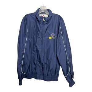Jimmie Johnson Windbreaker Jacket Medium Blue NASCAR Racing Lowe’s 48
